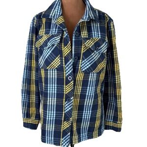 Empyre Women's Flannel Blue Yellow Shirt Sz Small Jaden